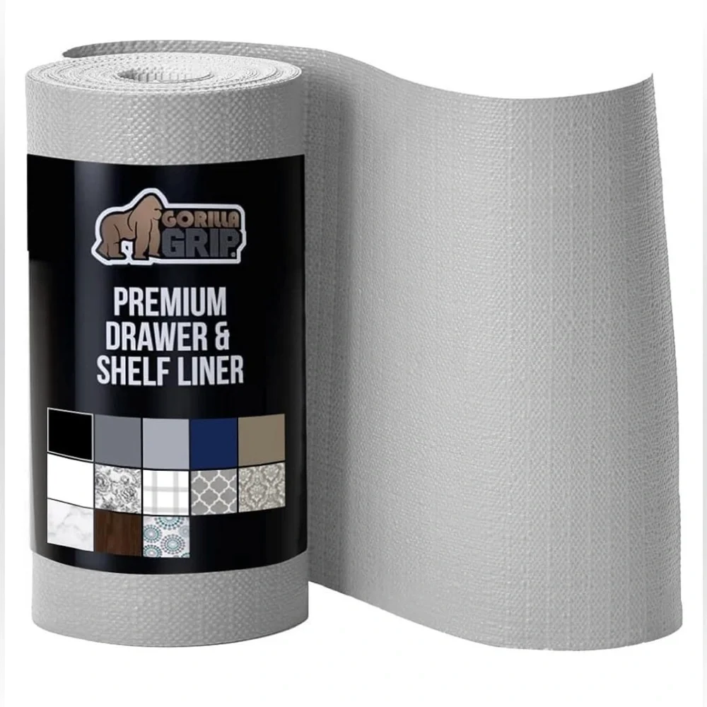 Gorilla Grip Gray Drawer and Shelf Liner Protect Cabinets Organization BNIP